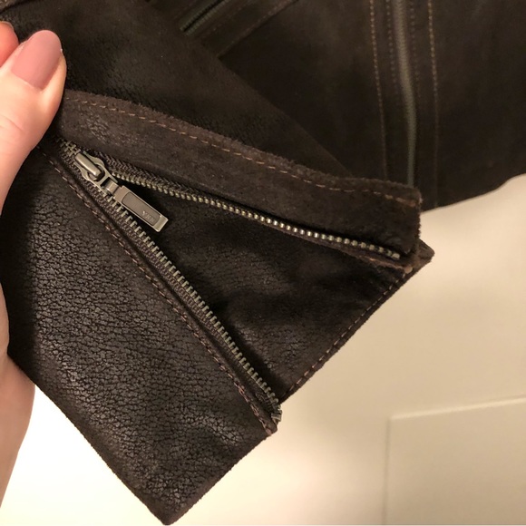 NWT Danier Dark Brown Crackled Leather Jacket - Picture 3 of 7